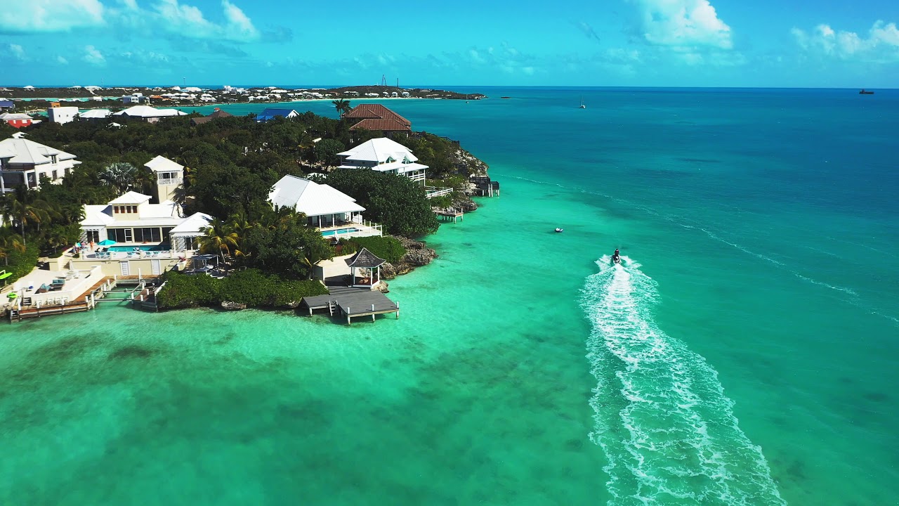Turks and Caicos Fly over by drone Taylor Bay 4k UHD